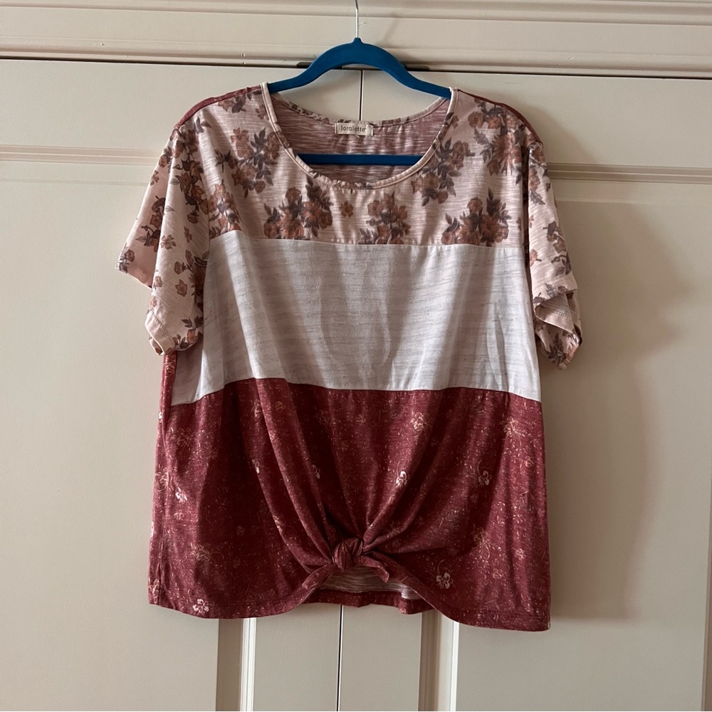 LORALETTE - MULTI PATTERNED FRONT TIE TOP